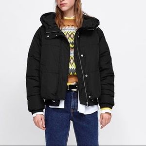 Zara hooded puffer jacket
